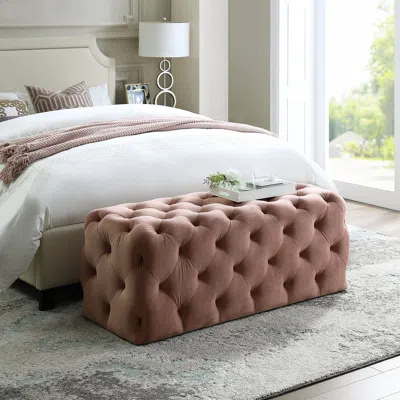 Inspired Home Blush Pink Velvet Bench