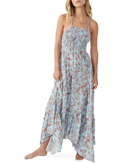 Intimately Free People Heat Wave Womens Printed Smocked Maxi Dress In Multi