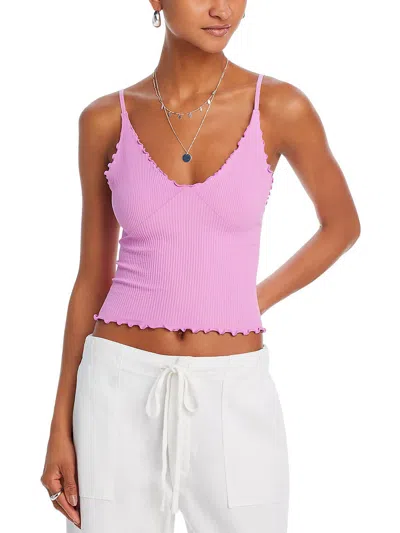Intimately Free People Womens V Neck Scalloped Cropped In Purple