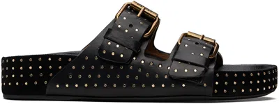 Isabel Marant Black Lennyo Buckle Sandals In 01bk Black