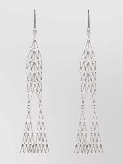 Isabel Marant Earrings Long Dangling Intricate Pattern In Silver