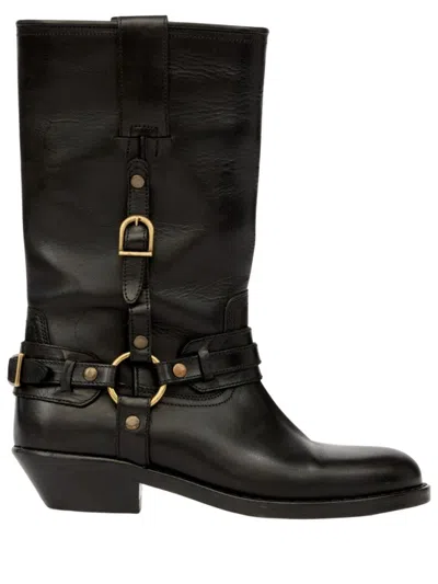 Isabel Marant Knee-high Leather Boots With Buckle Detail In Multicolor
