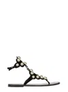 Isabel Marant 'velvet' Black Sandals With Jewels And Decorative Studs In Leather Woman In Black