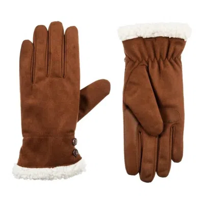 Isotoner Women's Microsuede Touchscreen Gloves In Cognac In Green