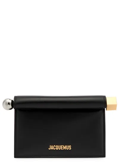 Jacquemus La Petite Pochette Rond Leather Clutch In Black