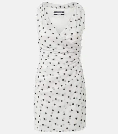 Jacquemus Rita Polka Dot Off-shoulder Mini Dress In Multi
