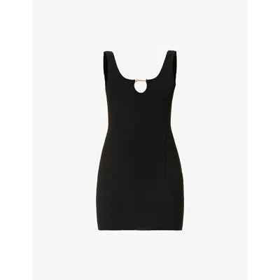 JACQUEMUS WOMENS BLACK SIERRA RIBBED-KNIT MINI DRESS