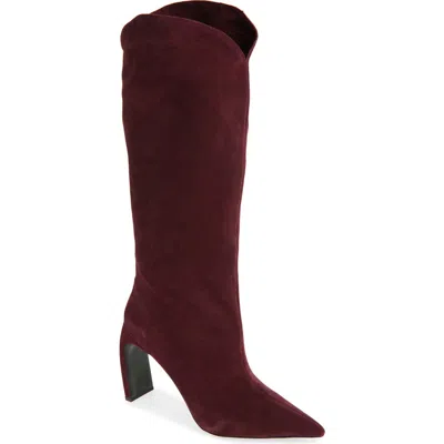 Jeffrey Campbell Pinpoint Pointed Toe Knee High Boot In Wine Suede