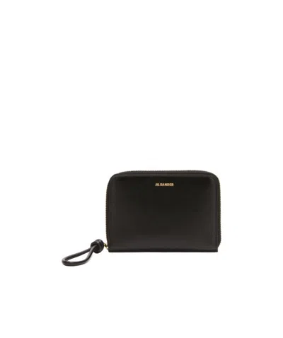 Jil Sander All-around Zip Leather Wallet In Black