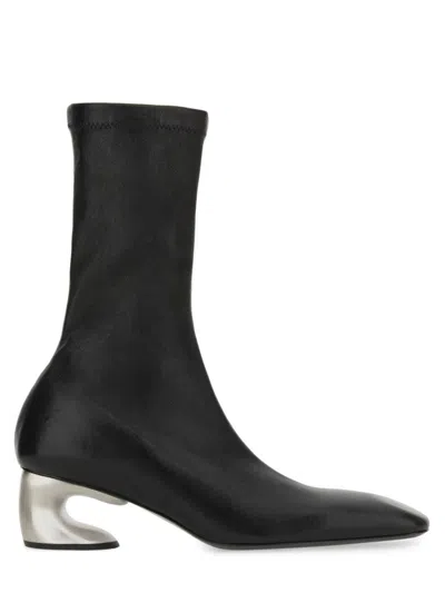 Jil Sander Ankle-high Leather Boots With Sculptural Heel