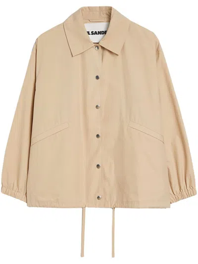 Jil Sander Women's Beige Sport Jacket Black Back Logo
