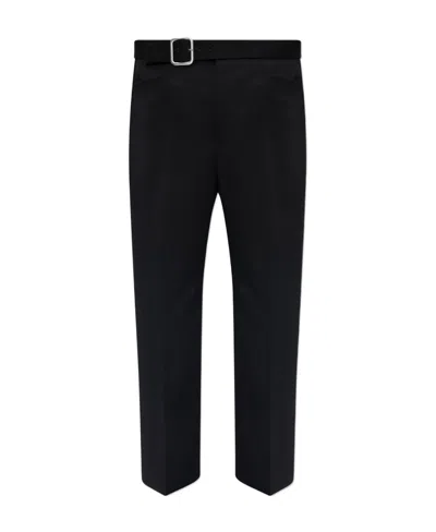 Jil Sander Belted Cropped Trousers In Black