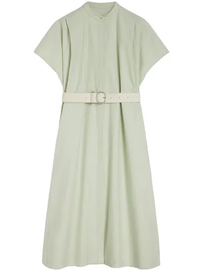 Jil Sander Belted Midi Dress In White