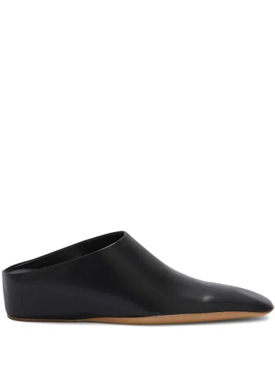 Jil Sander Square-toe Leather Mules In Black