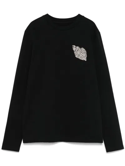 Jil Sander Brooch-detail T-shirt In Black