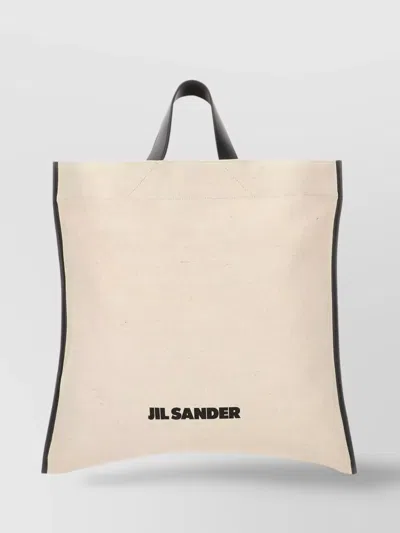 Jil Sander Canvas Tote Bag With Leather Flat Handles