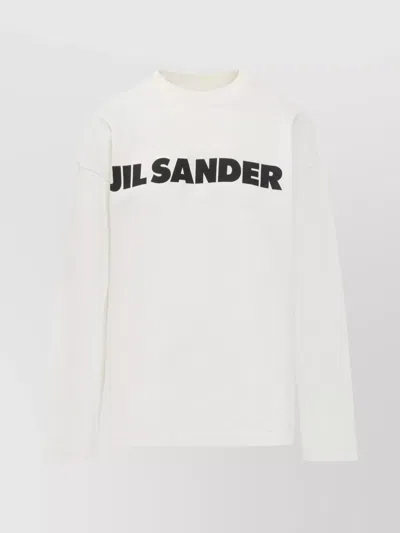 Jil Sander Cotton Crew Neck Logo T-shirt In White