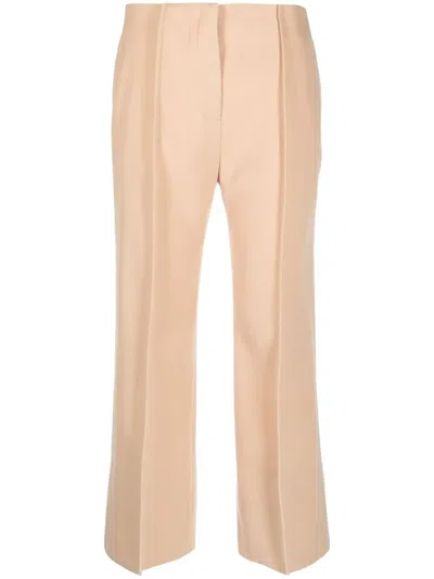 Jil Sander Cropped Cotton Trousers In Nude