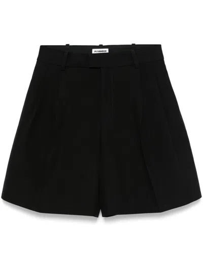 Jil Sander Double Cotton Shorts In Black