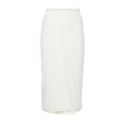 Jil Sander Fitted White Cotton Skirt