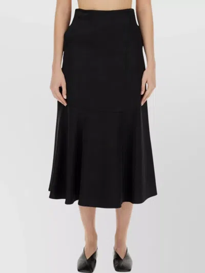 Jil Sander Flared Midi Skirt High Waist In Black