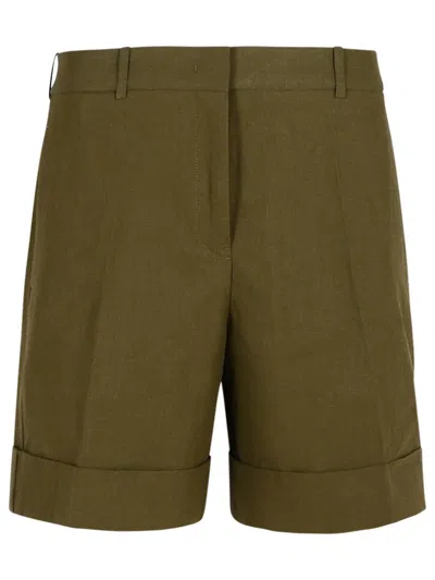 JIL SANDER JIL SANDER GREEN LINEN SHORTS
