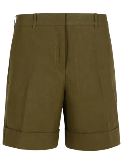 JIL SANDER JIL SANDER GREEN LINEN SHORTS