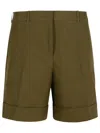 JIL SANDER GREEN LINEN SHORTS