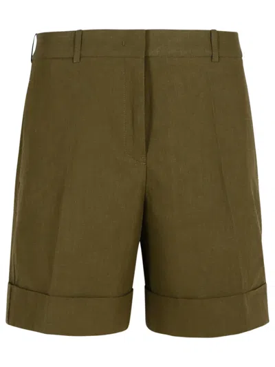 JIL SANDER GREEN LINEN SHORTS