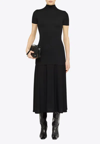 Jil Sander High-neck Viscose Midi Dress In Black