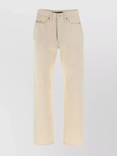 Jil Sander Japanese Denim Jeans With Rivet Accents In Beige