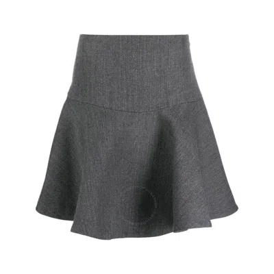 Jil Sander Ladies Antracite Flared Wool Mini Skirt In Gray