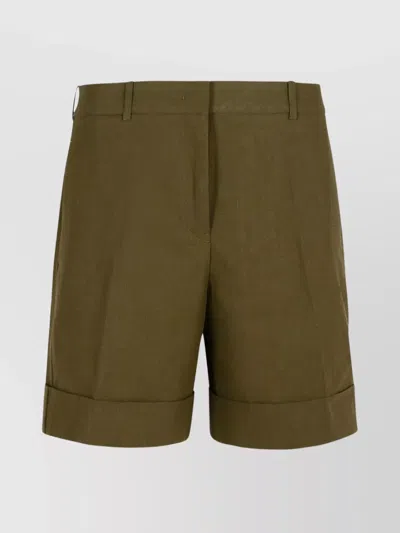 JIL SANDER LINEN SHORTS WITH POCKETS AND CUFFED HEM