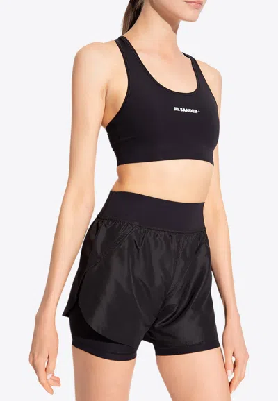 Jil Sander Logo Print Sports Bra In Black