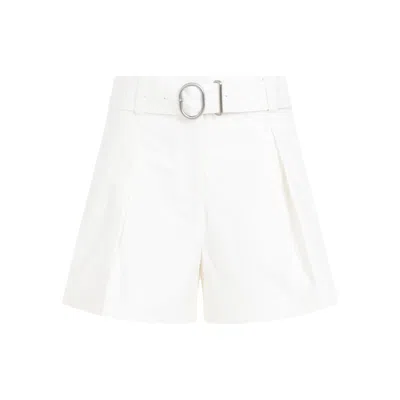 Jil Sander Pleat-detail Belted Cotton Shorts In Beige