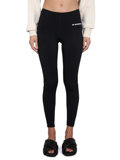 Jil Sander Logo Print Leggings In Black
