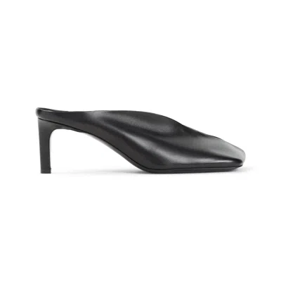 Jil Sander Pointed Toe Black Nappa Leather Mules