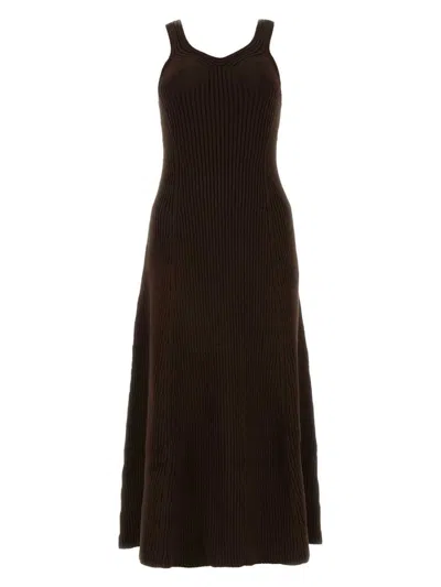JIL SANDER WOMEN'S CHOCOLATE COTTON BLEND DRESS
