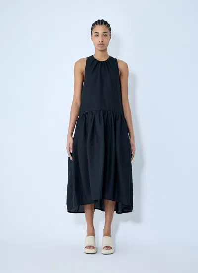 Jil Sander Women Gathered Wool Midi Dress In Black