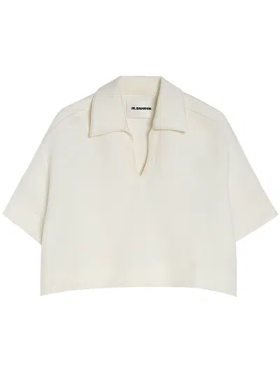 Jil Sander Cropped Polo Shirt In White