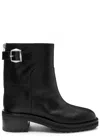 Jimmy Choo Women Brooklyn Ab 50 Leather Boots With Adjustable Strap In Black