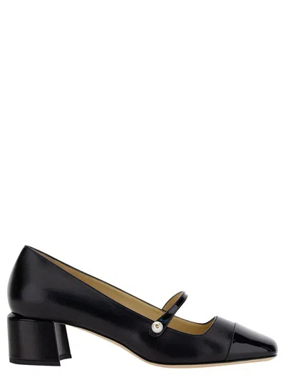 JIMMY CHOO 'ELISA 45' BLACK PUMPS WITH PEARL DETAIL