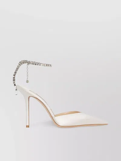 Jimmy Choo Saeda 100mm Crystal-anklet Pumps In Beige