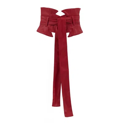 Julia Allert Women's Elegant Wide Faux Leather Belt Red