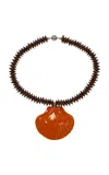 Julietta Exclusive Wood Beaded Pendant Necklace In Brown