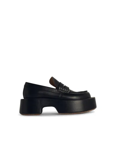 JW ANDERSON JW ANDERSON 'PLATFORM' BLACK LEATHER LOAFERS