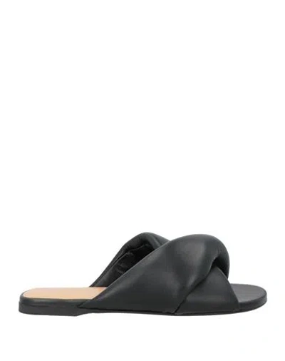 Jw Anderson Black Twist Flat Sandals In 19580-001-black