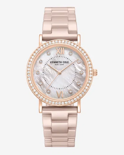 Kenneth Cole Patterned Pearl Bracelet Watch In Brown