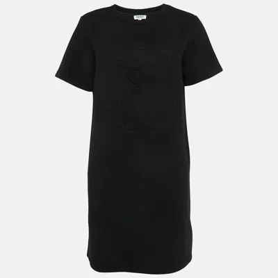 Pre-owned Kenzo Black Tiger Embossed Jersey Crewneck T-shirt Dress S