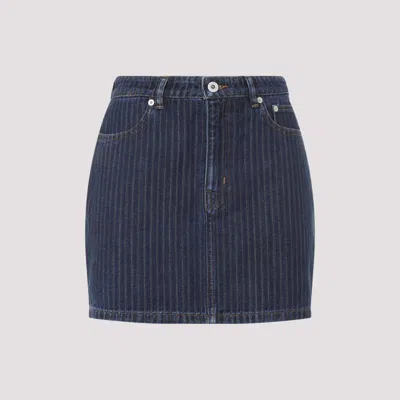 Kenzo Blue Dark Stripped Jacquard Cotton Mini Skirt In Multi